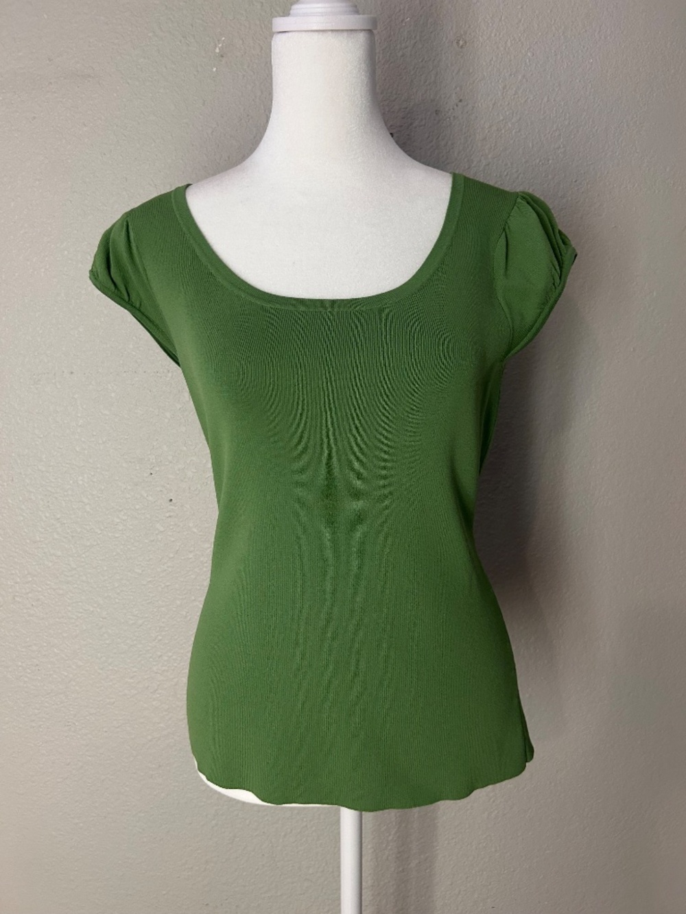 Ann Taylor LOFT Green Knit Cap Sleeve Top